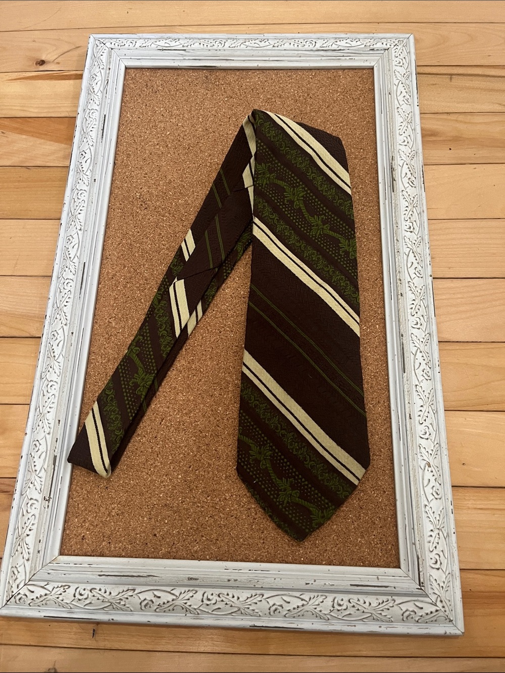 Classic Vintage Brown & Green Striped Men's Tie
